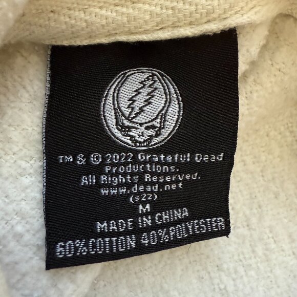 Grateful Dead Hooded Sweatshirt Pullover Hoodie Women's Medium Ivory Dead Head - Picture 11 of 12